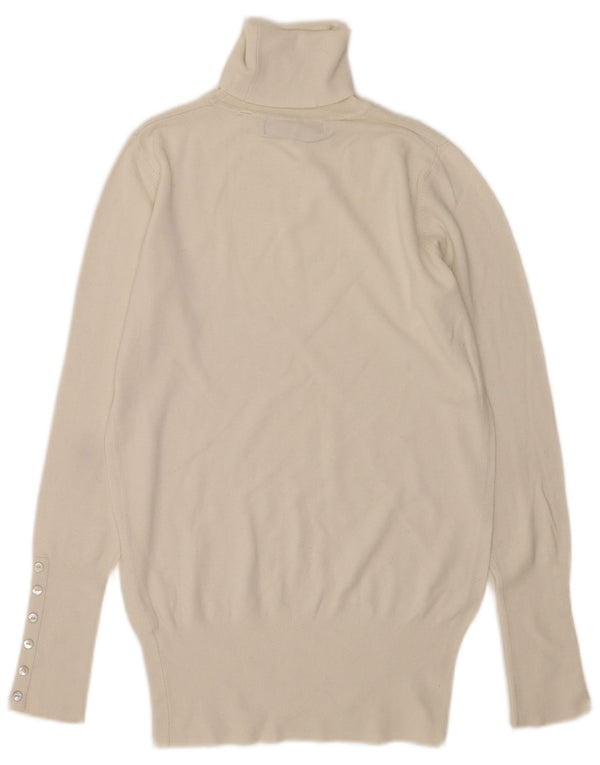 Zara Dame Rullehals Jumper Sweater UK 12 Medium White Rayon