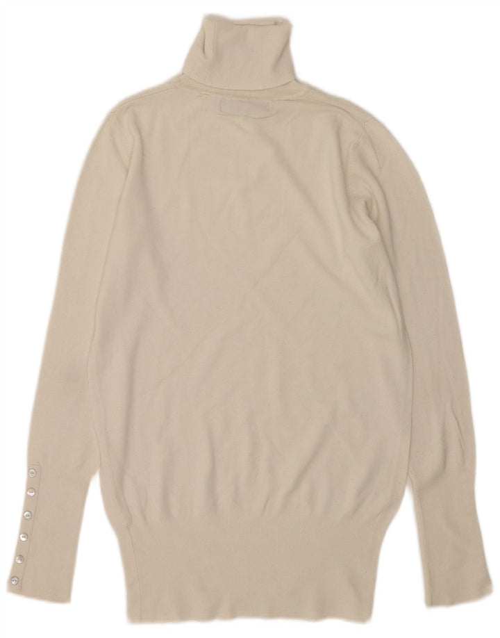 Zara Dame Rullehals Jumper Sweater UK 12 Medium White Rayon