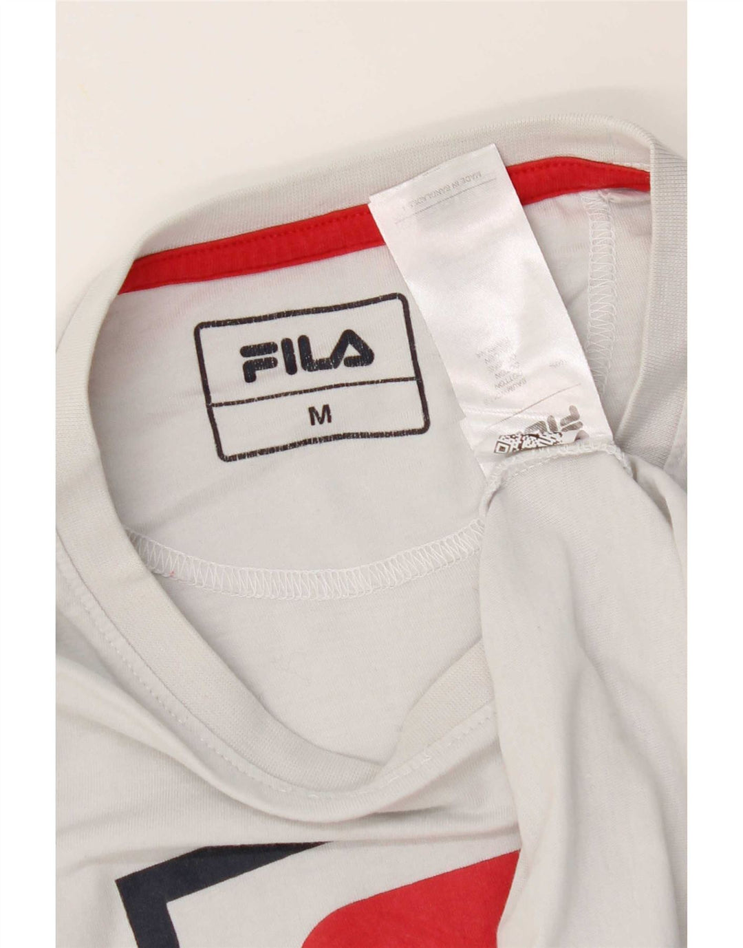 Fila Herre Grafisk T-Shirt Top Medium Hvid Bomuld