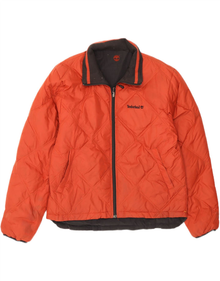 Timberland Herre Vendbar Polstret Jakke UK 40 Stor Orange Nylon