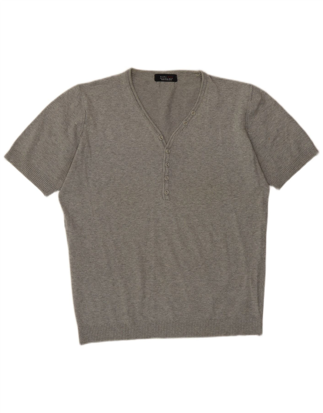 Zara Herre kortærmet V-hals sweater XL Grå