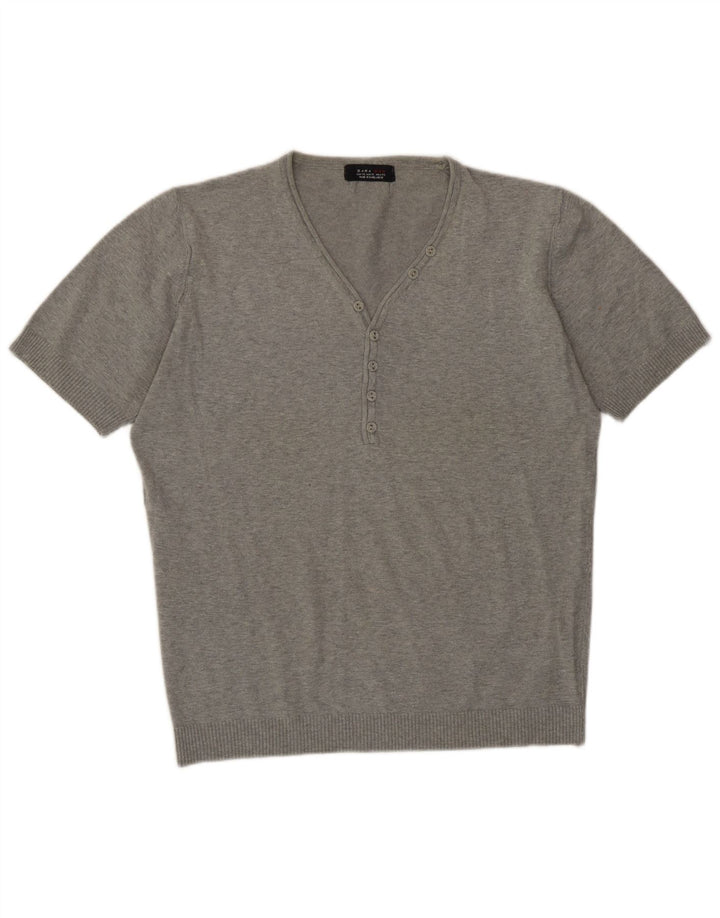 Zara Herre kortærmet V-hals sweater XL Grå