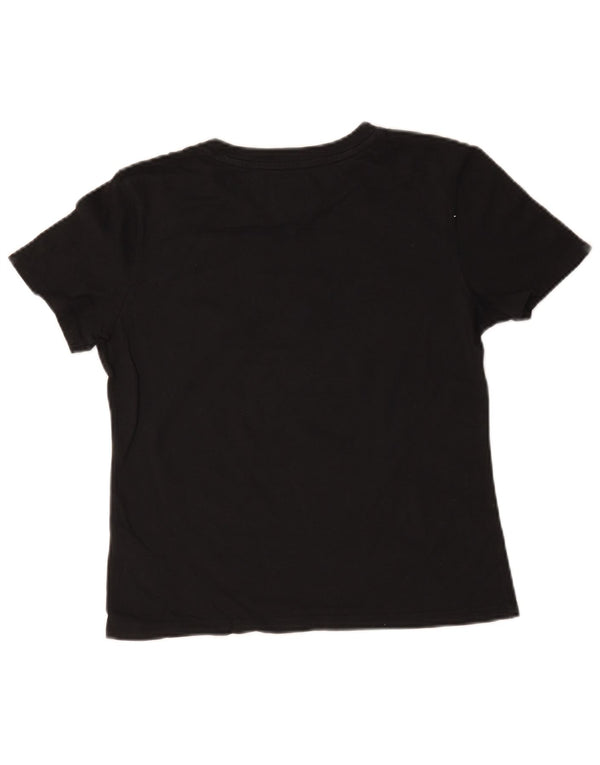 Tommy Hilfiger Dame T-Shirt Top UK 10 Lille Sort Bomuld