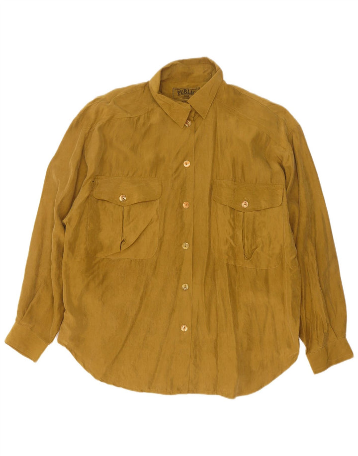 Offentlig Dame Oversized Shirt Bluse EU 42 Large Khaki Silk
