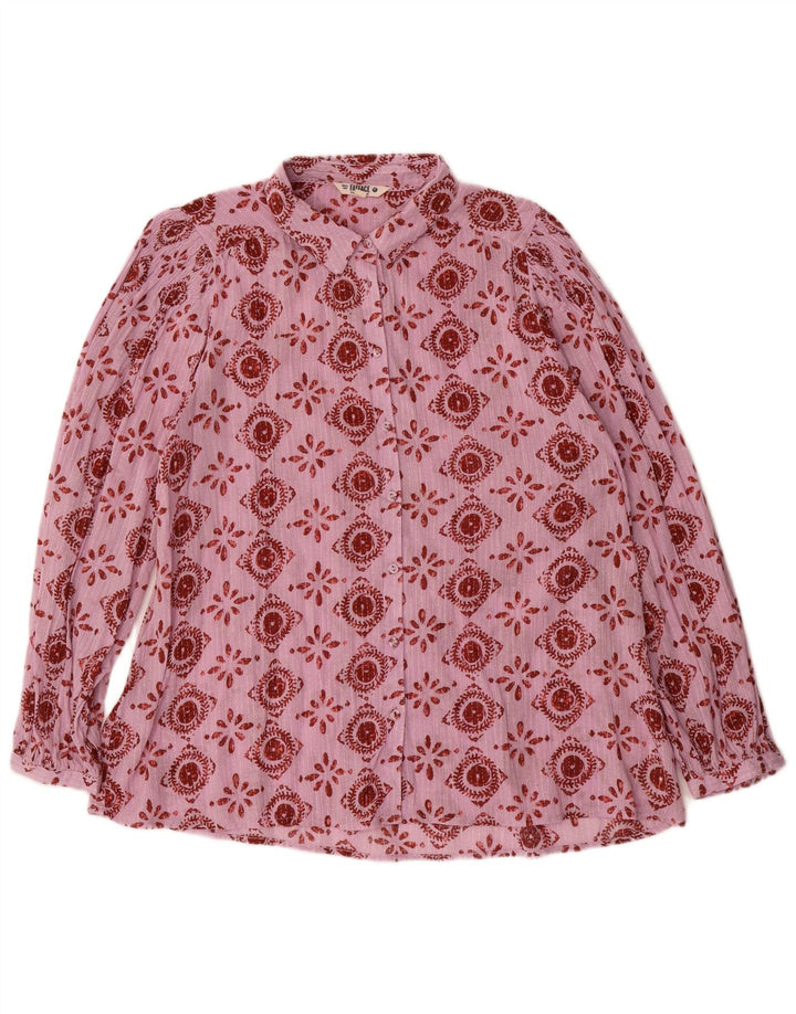 Fat Face Dame Oversized Shirt UK 14 Medium Pink Geometrisk Bomuld