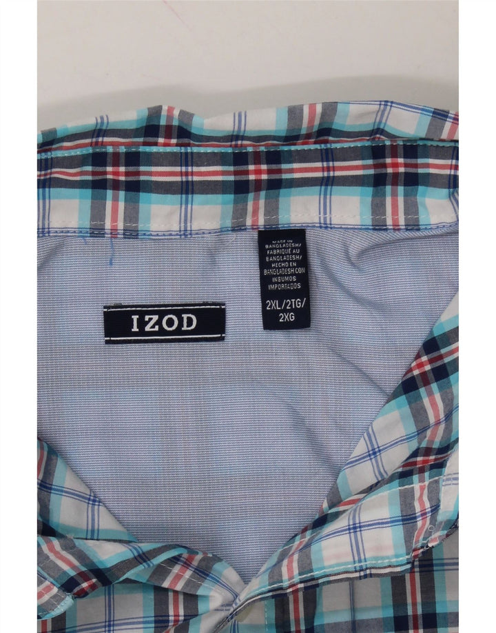 IZOD Mens Short Sleeve Shirt 2XL Blue Check Cotton Vintage Izod and Second-Hand Izod from Messina Hembry 