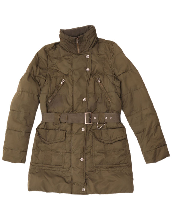 Marlboro Classics Dame Hætte Vatteret Frakke EU 38 Medium Khaki Polyester