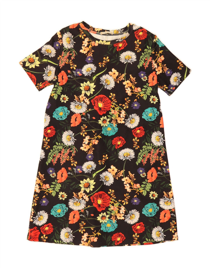 ZARA Womens Sheath Dress UK 14 Medium Black Floral Vintage Zara and Second-Hand Zara from Messina Hembry 