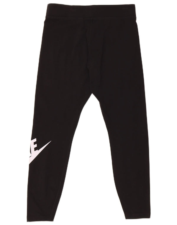 Nike Womens Crop Graphic Leggings UK 16 Large Black Bomuld