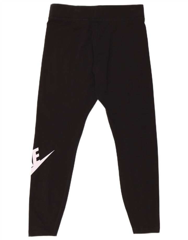 Nike Womens Crop Graphic Leggings UK 16 Large Black Bomuld