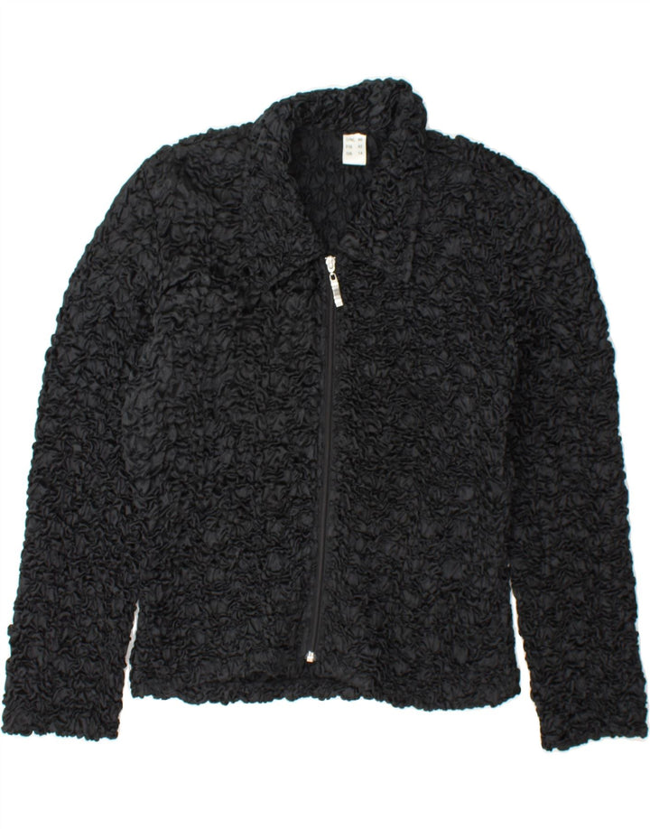 VINTAGE Womens Bomber Jacket UK 14 Large Black Polyester Vintage Vintage and Second-Hand Vintage from Messina Hembry 