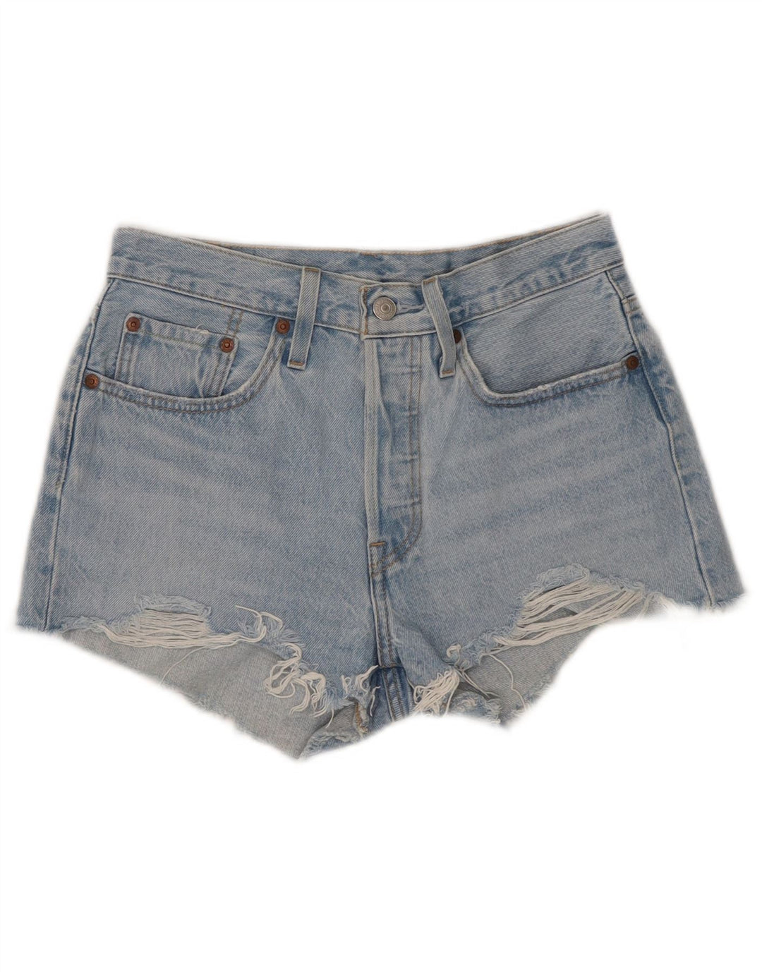 Levi's Womens 501 Distressed Denim Shorts W26 Små blå bomuld