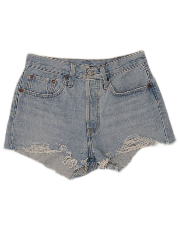 Levi's Womens 501 Distressed Denim Shorts W26 Små blå bomuld