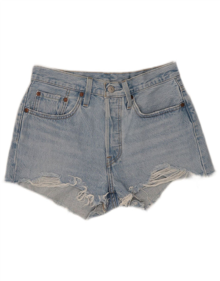 Levi's Womens 501 Distressed Denim Shorts W26 Små blå bomuld