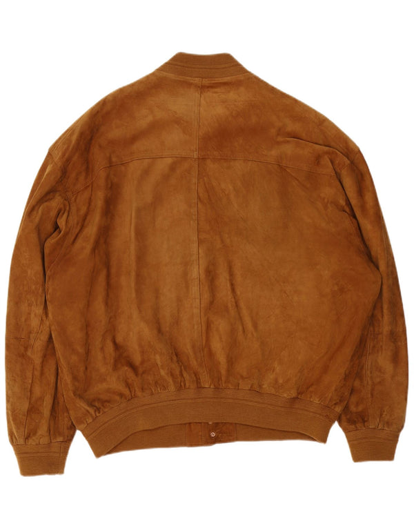 James Dillon Herre Ruskind Bomber Jacket UK 44 2XL Brunt Læder