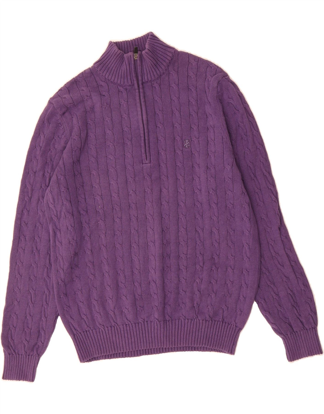 IZOD Mens Zip Neck Jumper Sweater Medium Purple Cotton Vintage Izod and Second-Hand Izod from Messina Hembry 