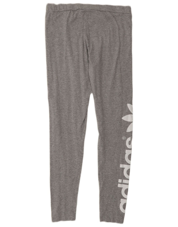 Adidas Dame Grafiske Leggings UK 16 Large Grå Bomuld