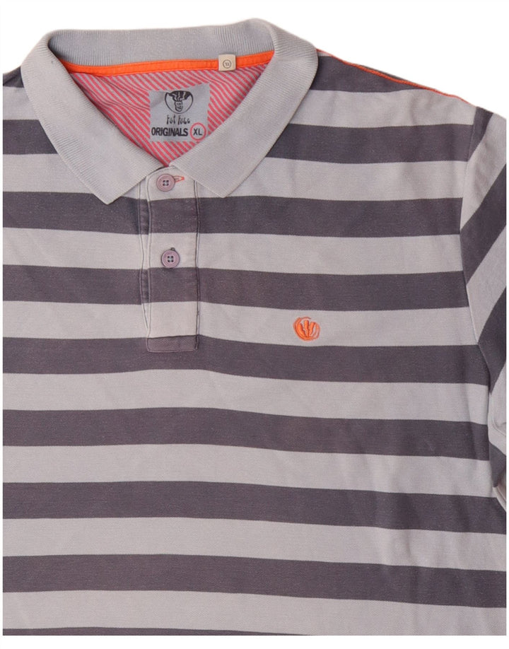 FAT FACE Herre poloshirt XL blå stribet bomuld