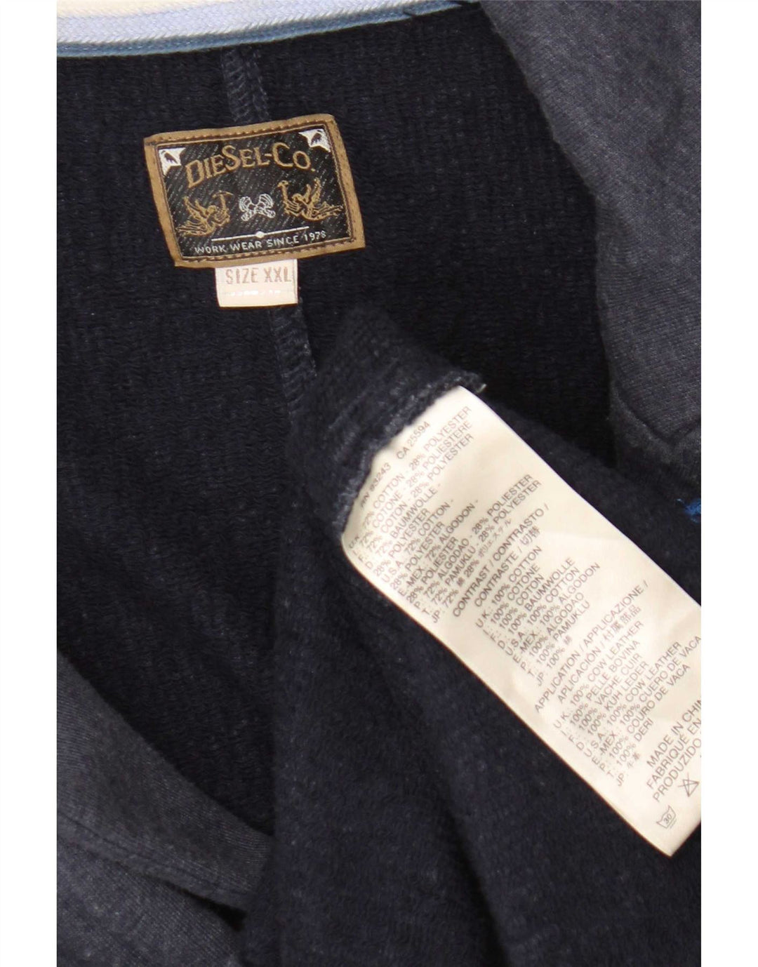 Diesel Herre Double Breasted Blazer Jacket UK 44 2XL Navy Blue Cotton