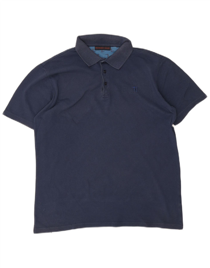 Trussardi Jeans Herre Polo Shirt Large Navy Blue