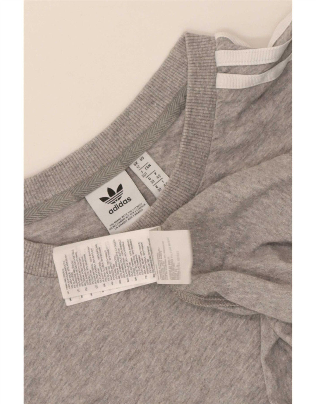 Adidas Dame T-Shirt Top UK 12 Medium Grå Bomuld
