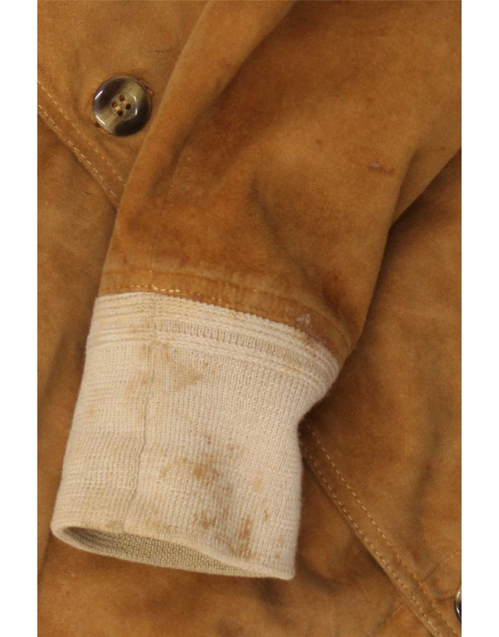 Vintage herre ruskind bomberjakke IT 52 XL beige læder