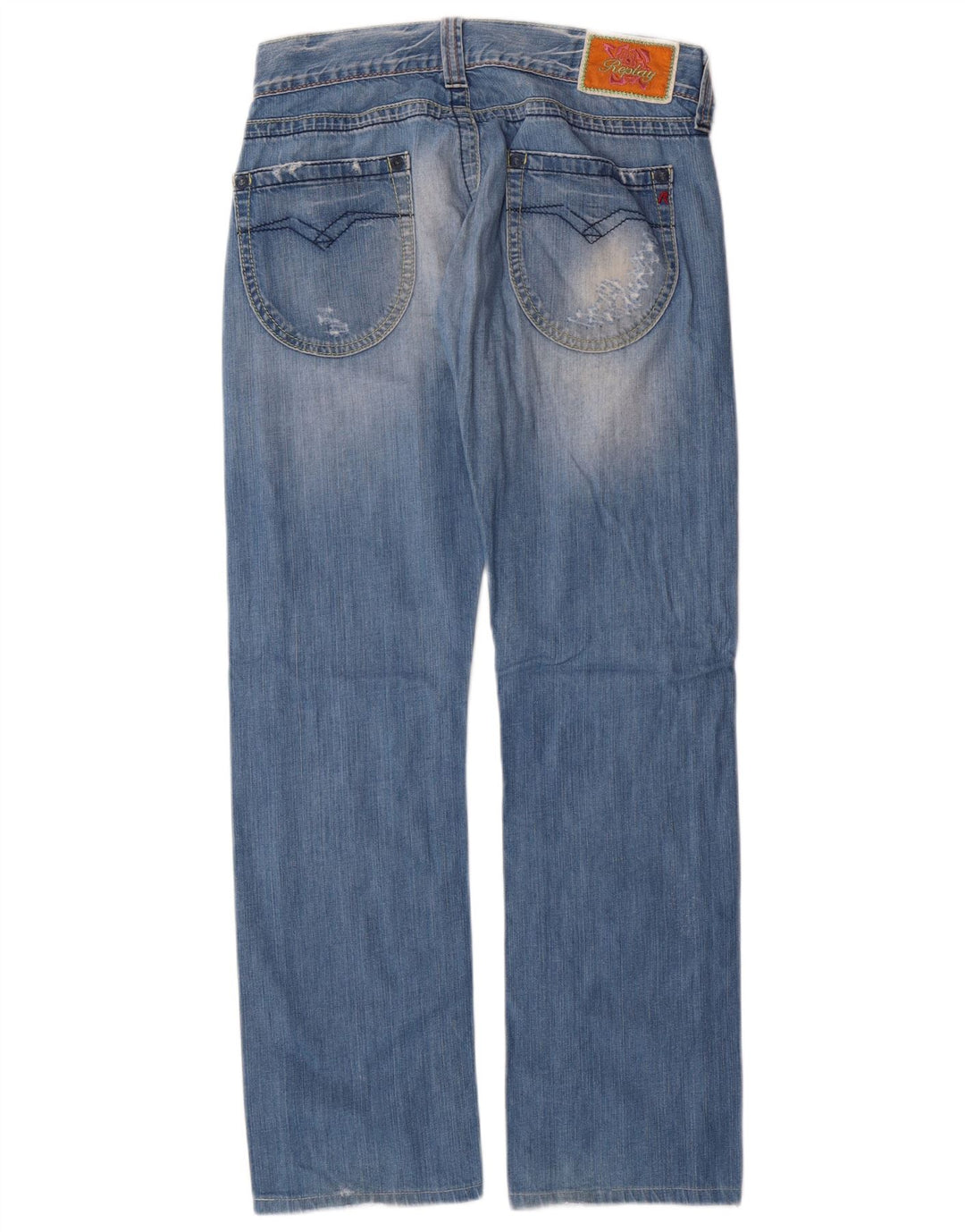 Replay Dame Straight Jeans W27 L32 Blå Bomuld
