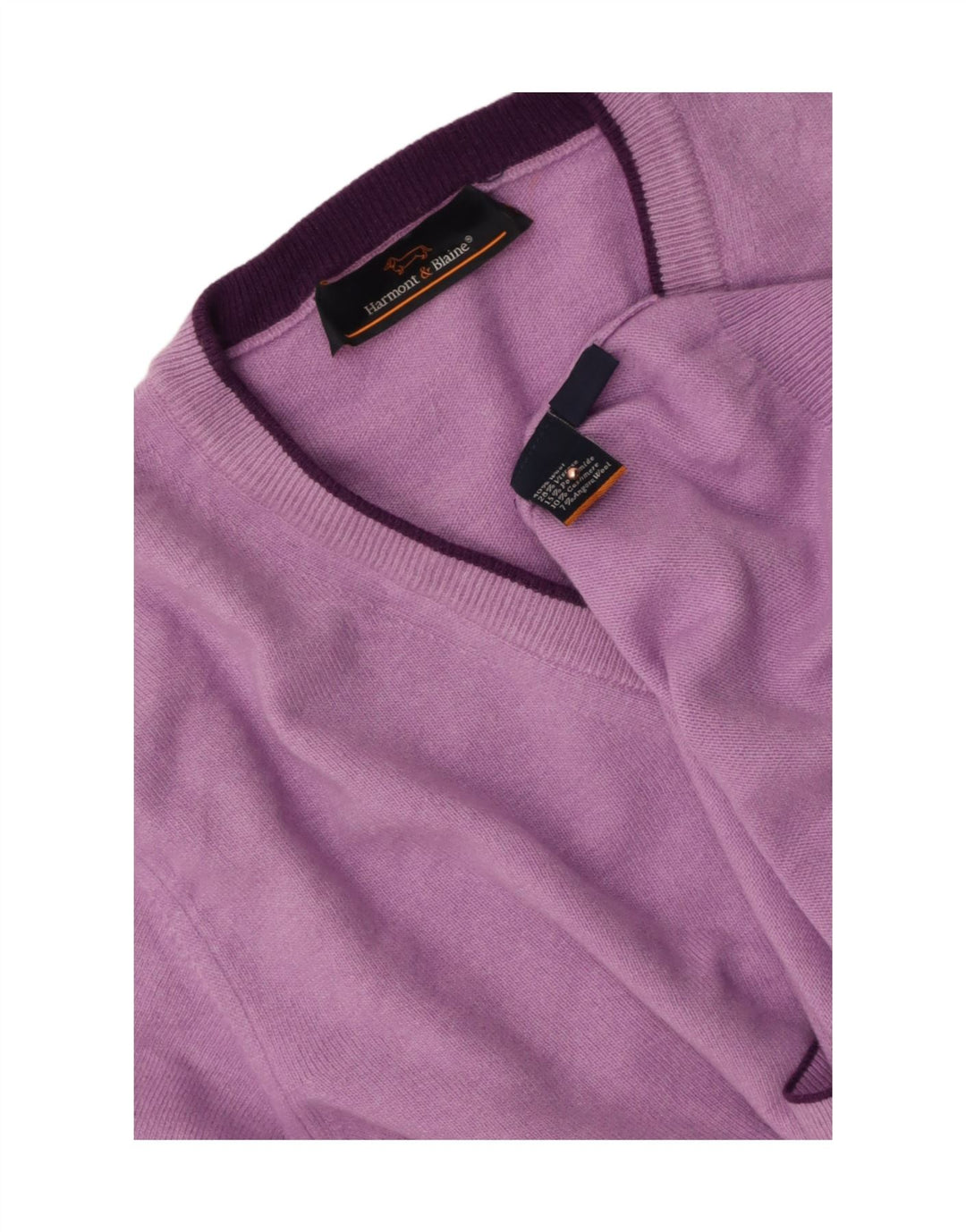 HARMONT & BLAINE Mens V-Neck Jumper Sweater Medium Pink Wool