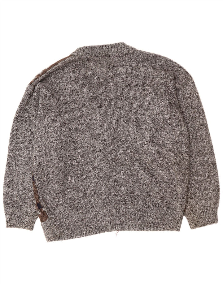 VINTAGE Herre cardigan sweater 2XL Grå Argyle/Diamond Akryl