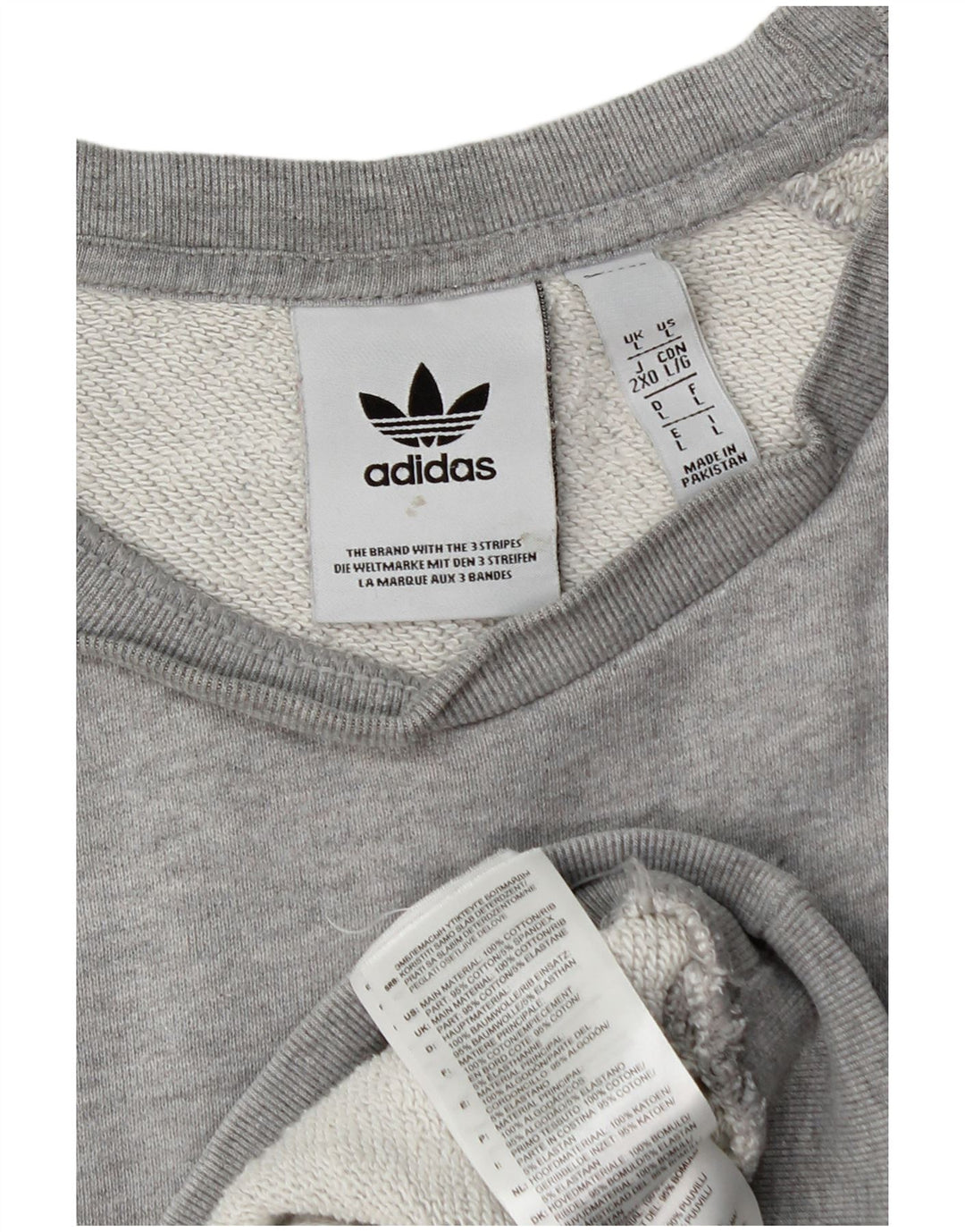 ADIDAS Mens Sweatshirt Jumper Large Grey Cotton