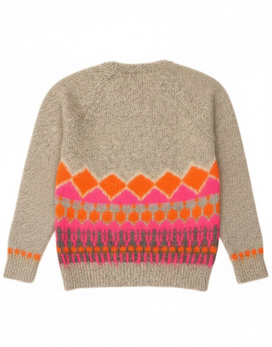 Superdry sweater med rund hals til kvinder UK 14 Medium Grey Fair Isle