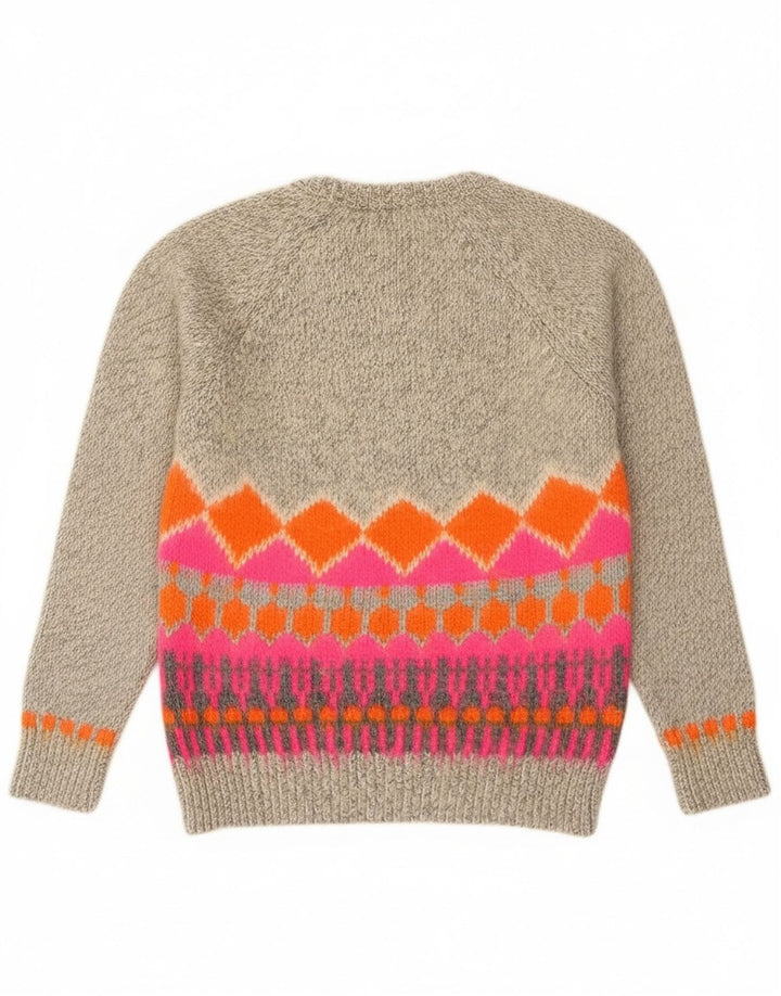Superdry sweater med rund hals til kvinder UK 14 Medium Grey Fair Isle