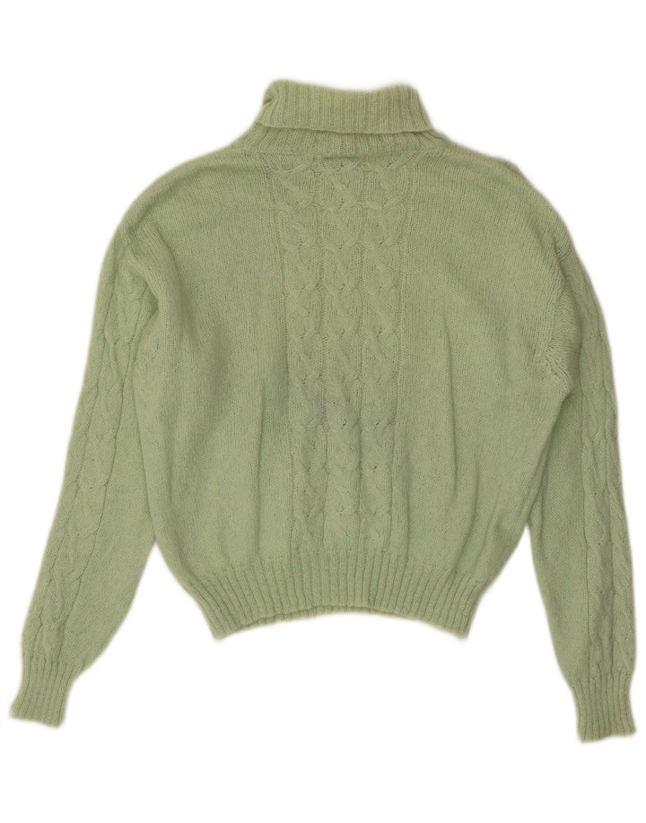 Vintage Dame Crop Roll Neck Jumper Sweater UK 14 Medium Green