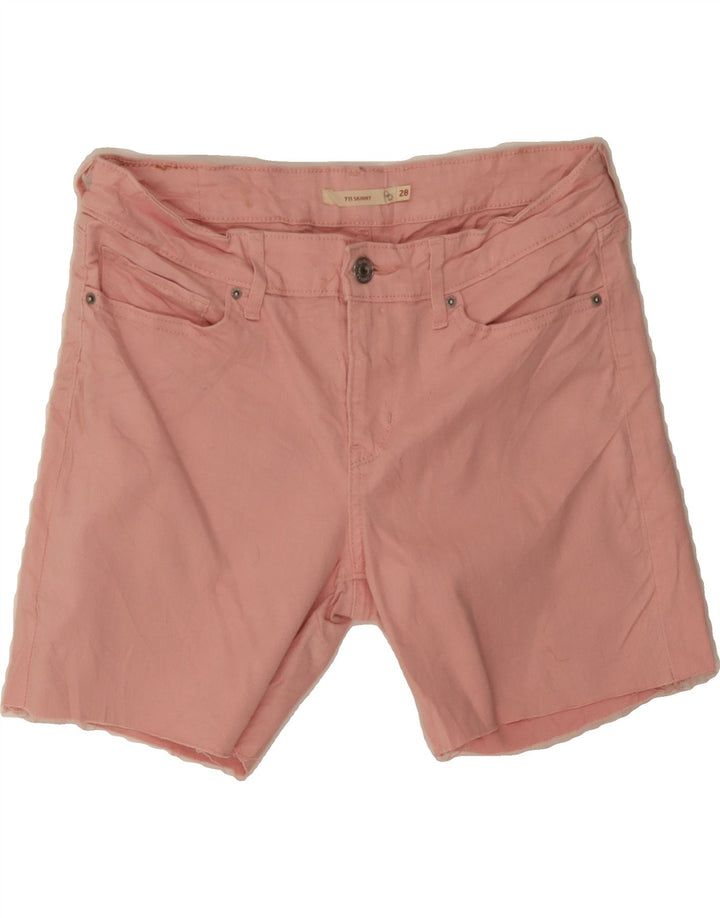 LEVI'S Womens 711 Denim Shorts W28 Medium Pink Cotton Vintage Levi's and Second-Hand Levi's from Messina Hembry 
