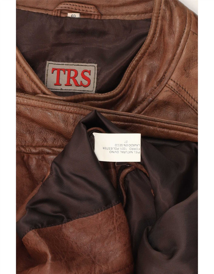 Vintage herre læderjakke IT 60 4XL Brun