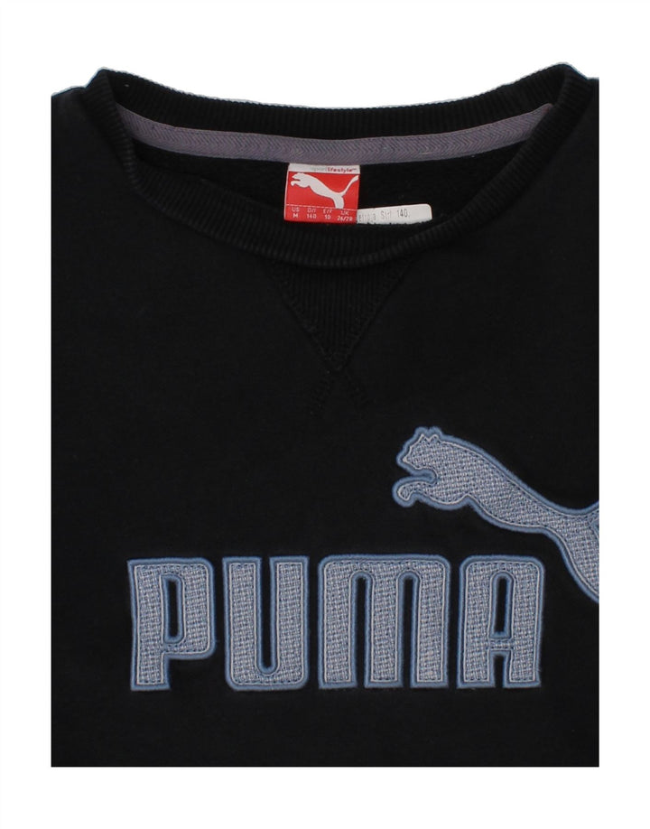 PUMA Boys Graphic Sweatshirt Jumper 9-10 Years Black Cotton Vintage Puma and Second-Hand Puma from Messina Hembry 