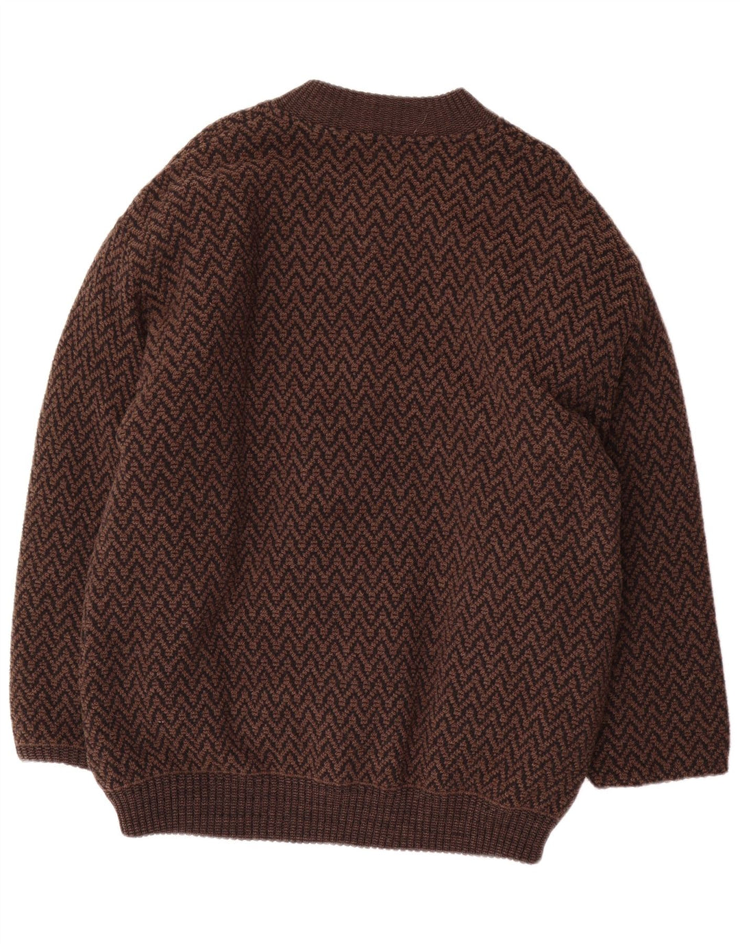 James Dillon Herre Cardigan Sweater XL Brun Chevron Akryl