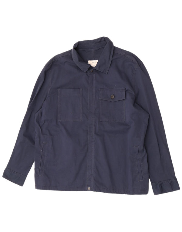 Marks & Spencer herre overshirt skjorte 3XL marineblå bomuld