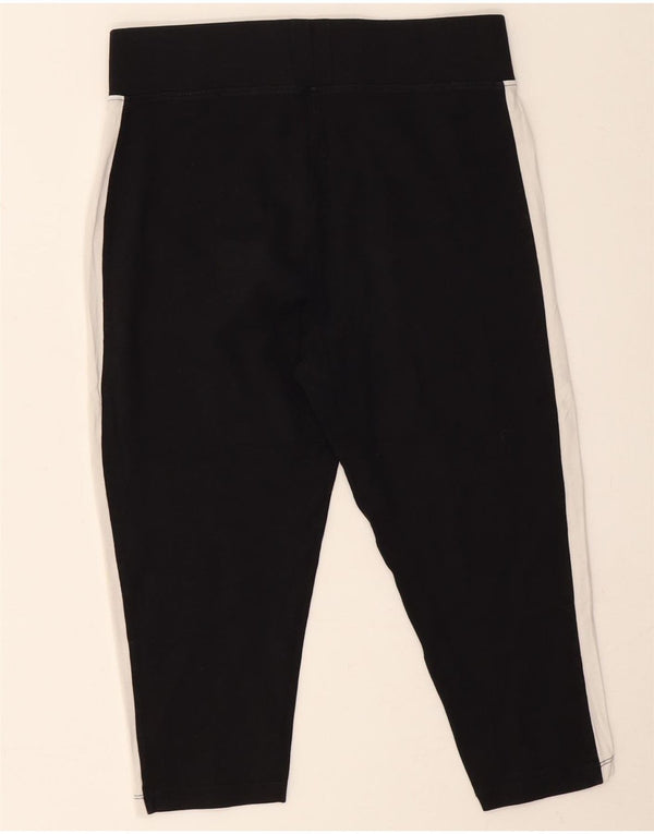 Kappa Dame Capri Leggings UK 14 Large Black Colourblock Bomuld