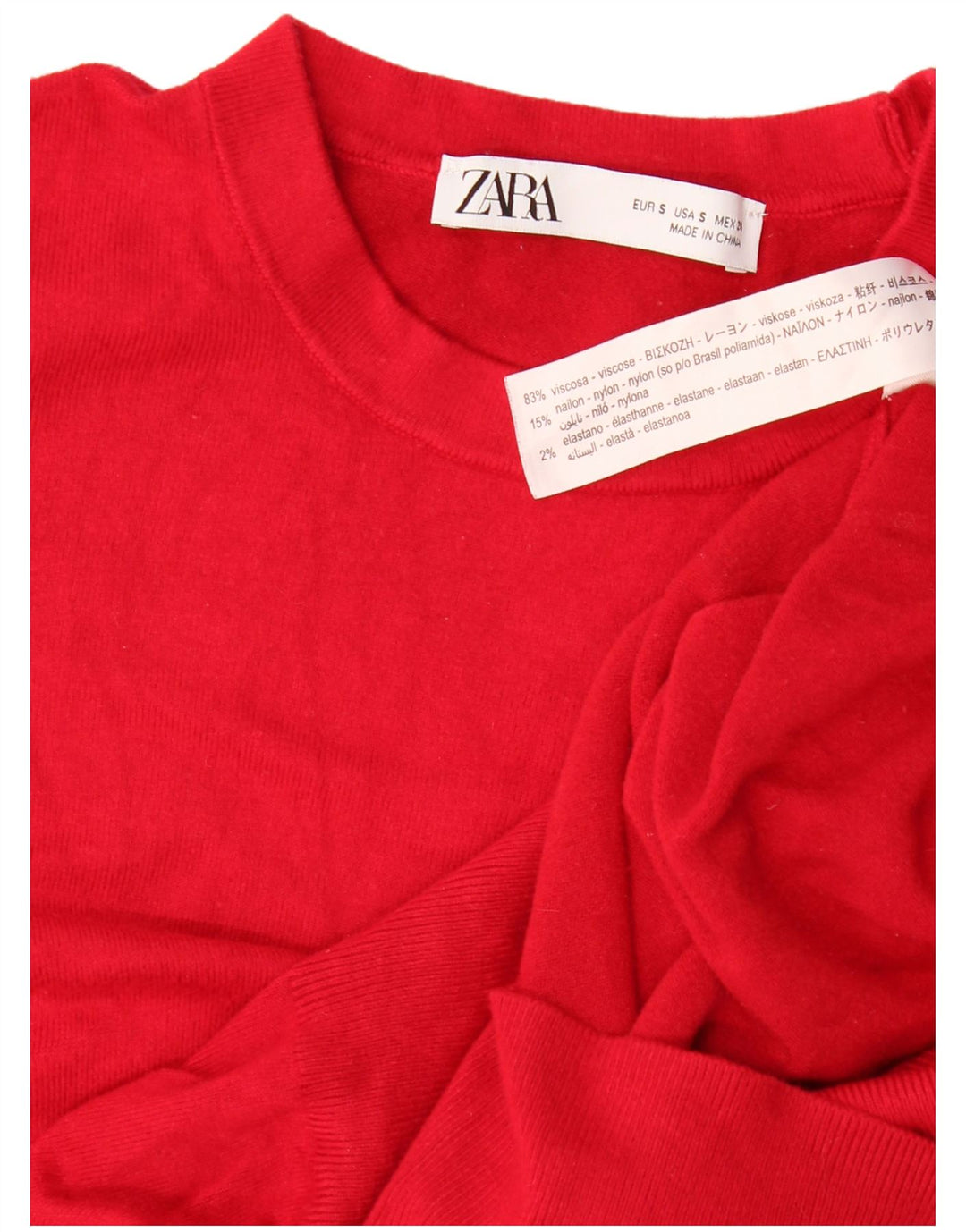 Zara Dame sweater med rund hals DK 10 Lille rød viskose