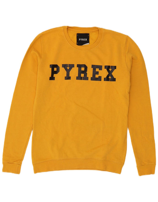 Pyrex Herre Grafisk Sweatshirt Jumper lille gul bomuld