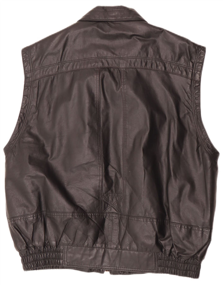 Rover & Lake Herre Læder Gilet IT 50 Large Sort