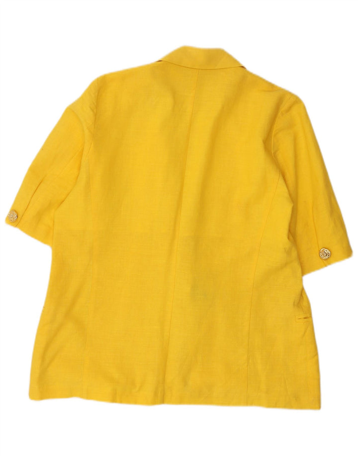 Vintage Dame Kortærmet 1 Knap Blazer Jakke UK 14 Medium Gul