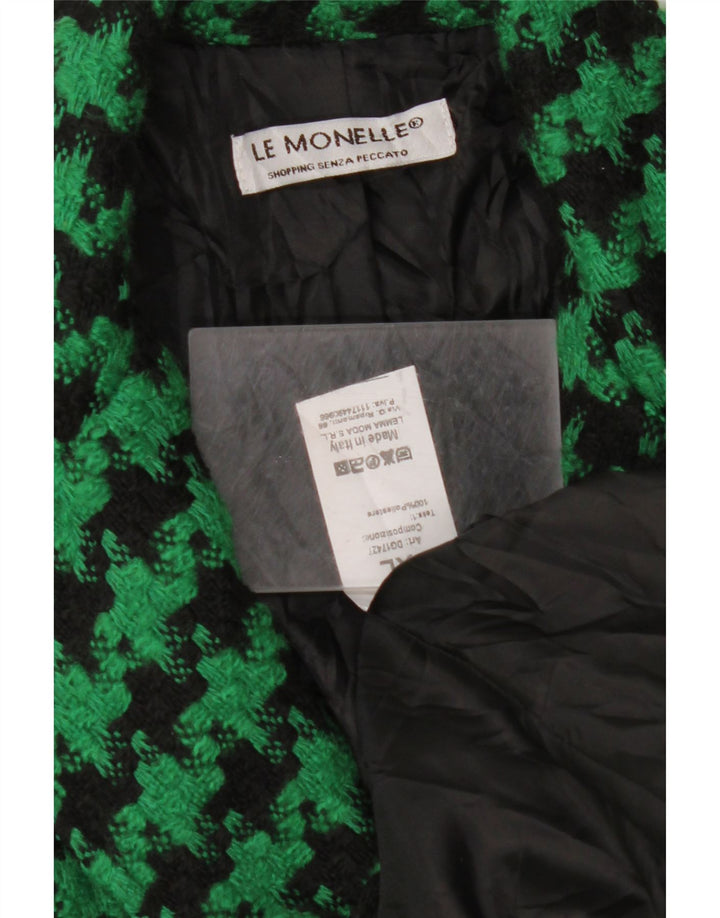 VINTAGE Dame 2-knaps blazerjakke UK 18 XL Grøn Houndstooth Polyester
