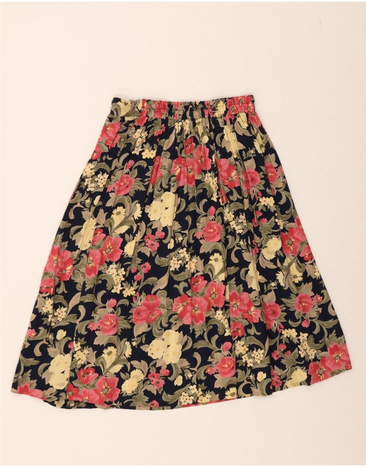 ETAM Womens 2 Button 2 Piece Skirt Set UK 12 Medium W28  Navy Blue Floral Vintage Etam and Second-Hand Etam from Messina Hembry 