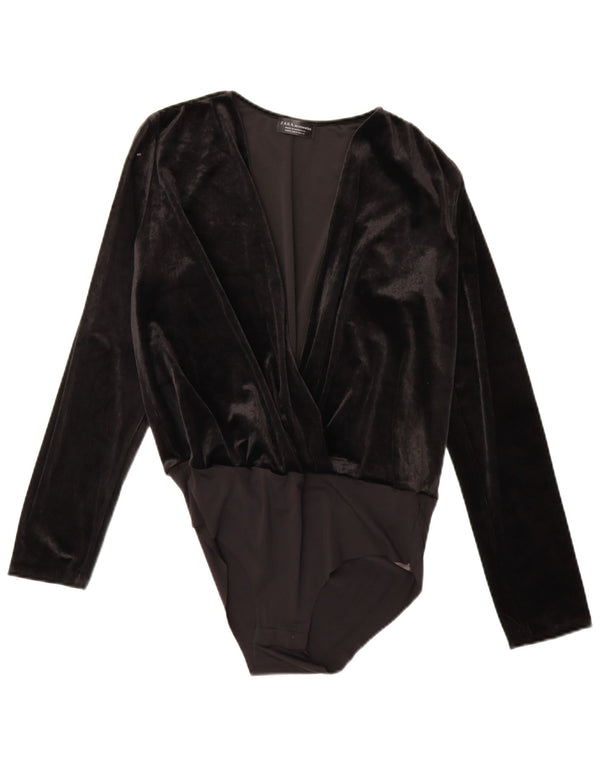 Zara Womens Velour Bodysuit UK 14 Medium Sort Polyamid