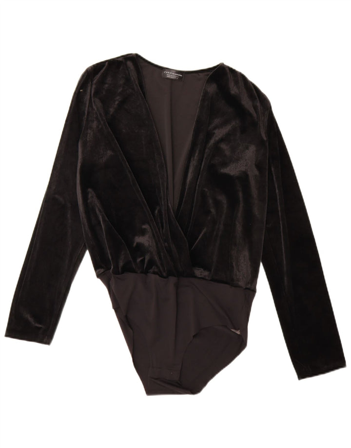 Zara Womens Velour Bodysuit UK 14 Medium Sort Polyamid