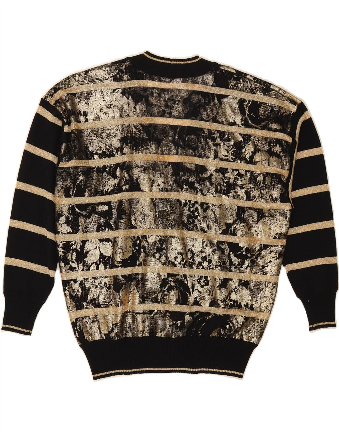 CODICE Womens Cardigan Sweater IT 44 Medium Black Striped Wool Vintage Codice and Second-Hand Codice from Messina Hembry 