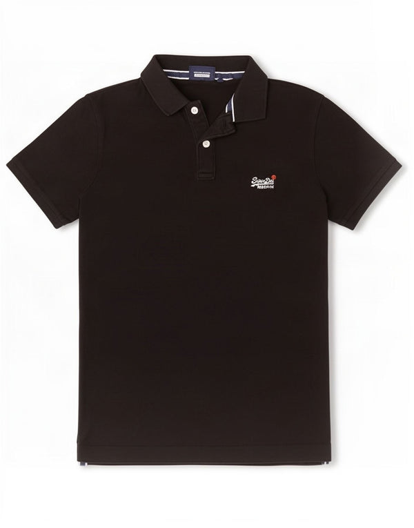 Superdry Mens Polo Shirt Medium Black Cotton