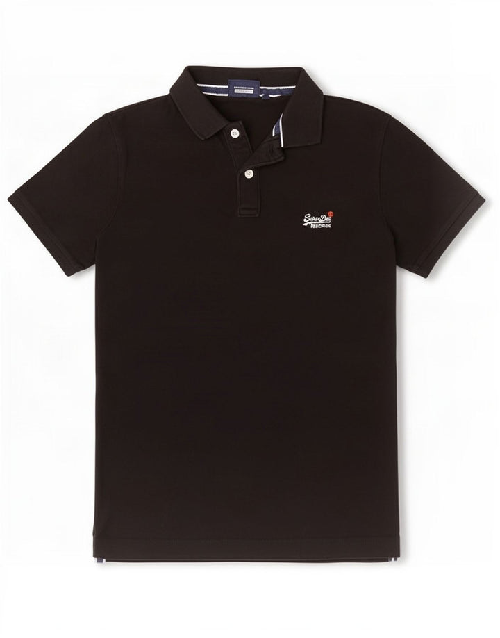 Superdry Polo shirt til mænd, medium sort bomuld